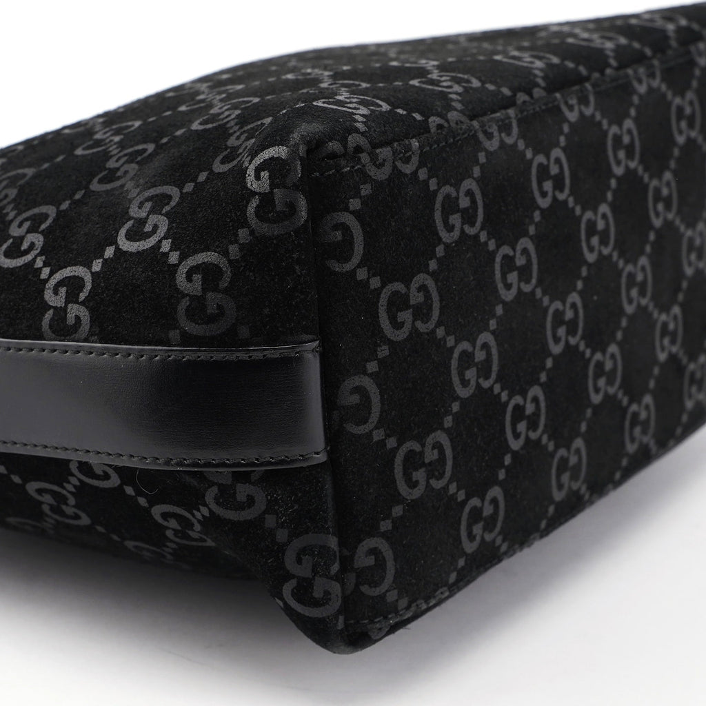 1997 Black Suede GG Shoulder Bag
