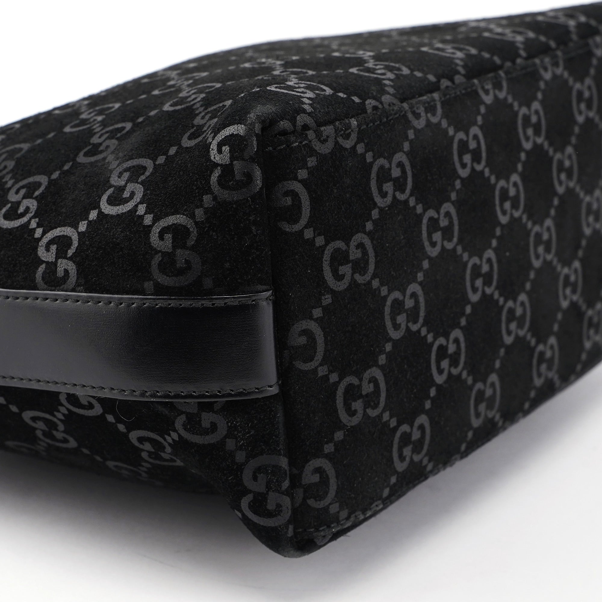 1997 Black Suede GG Shoulder Bag