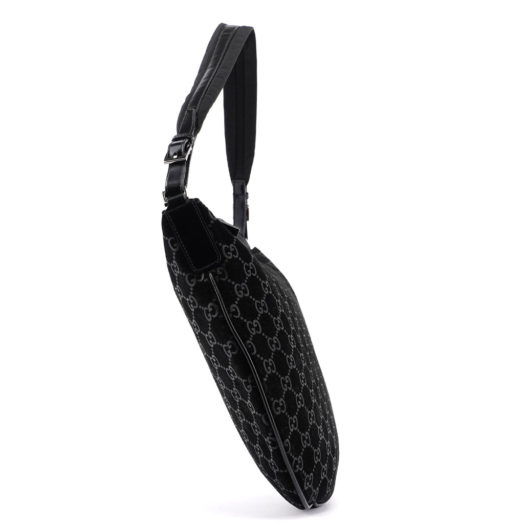1997 Black Suede GG Shoulder Bag