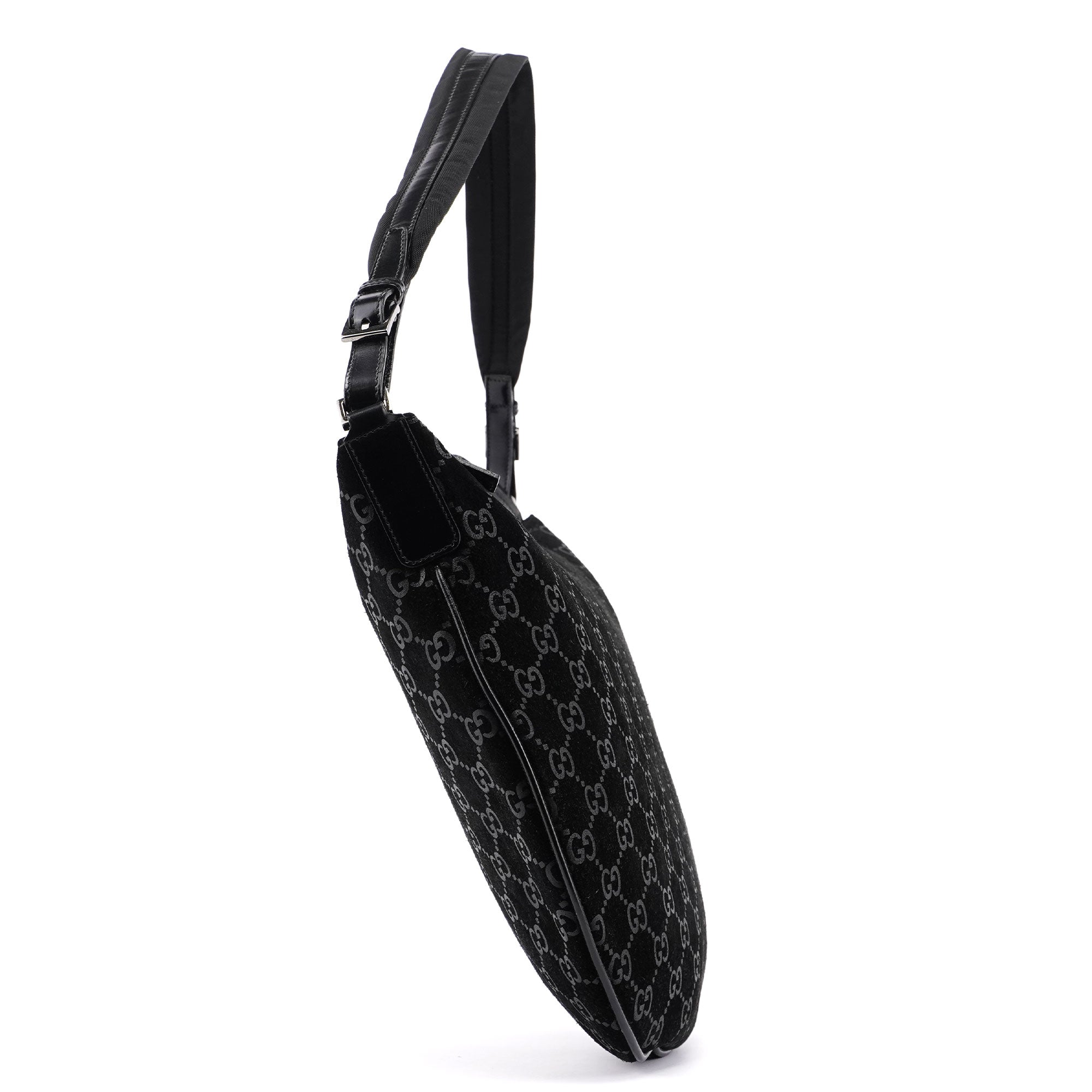 1997 Black Suede GG Shoulder Bag