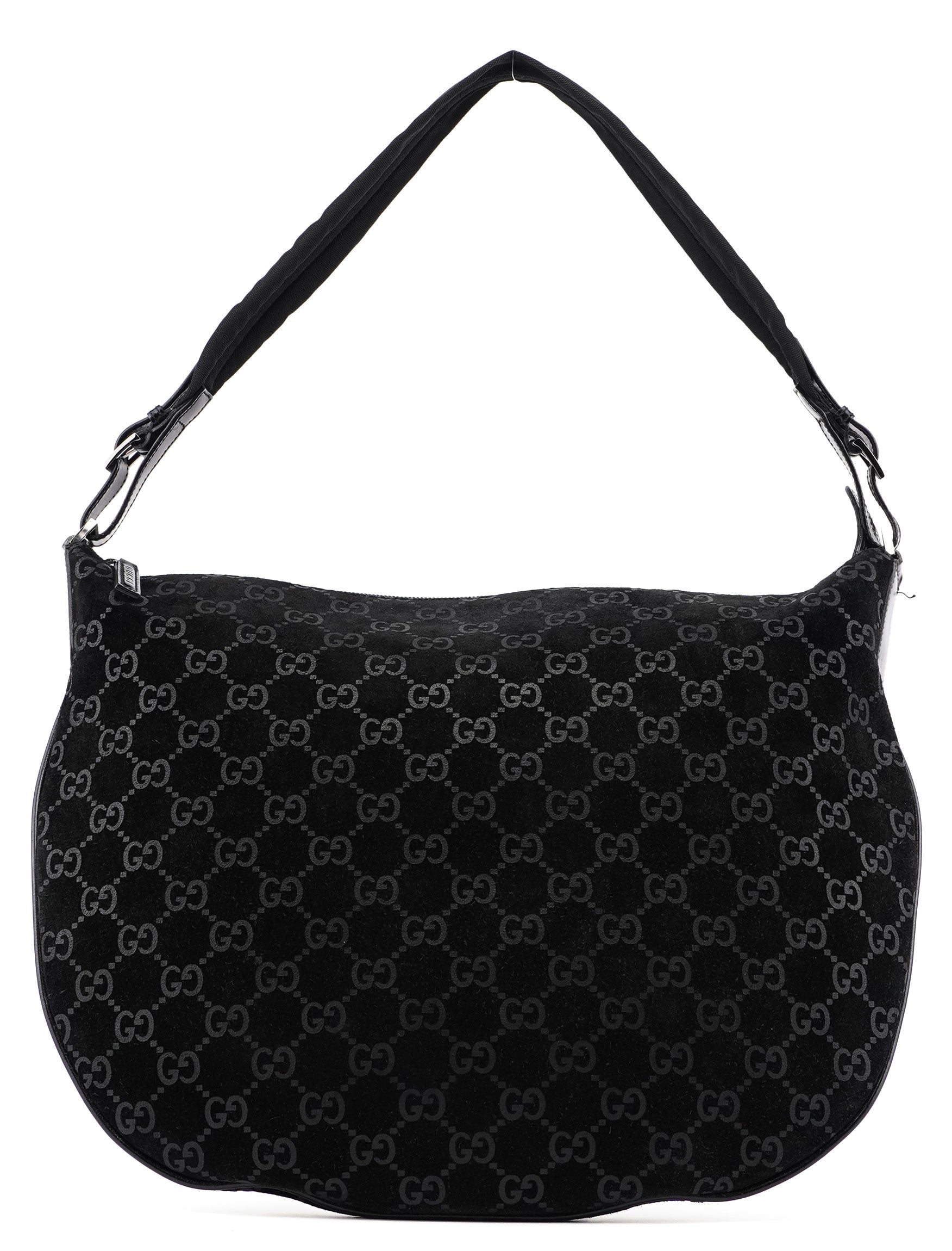 1997 Black Suede GG Shoulder Bag