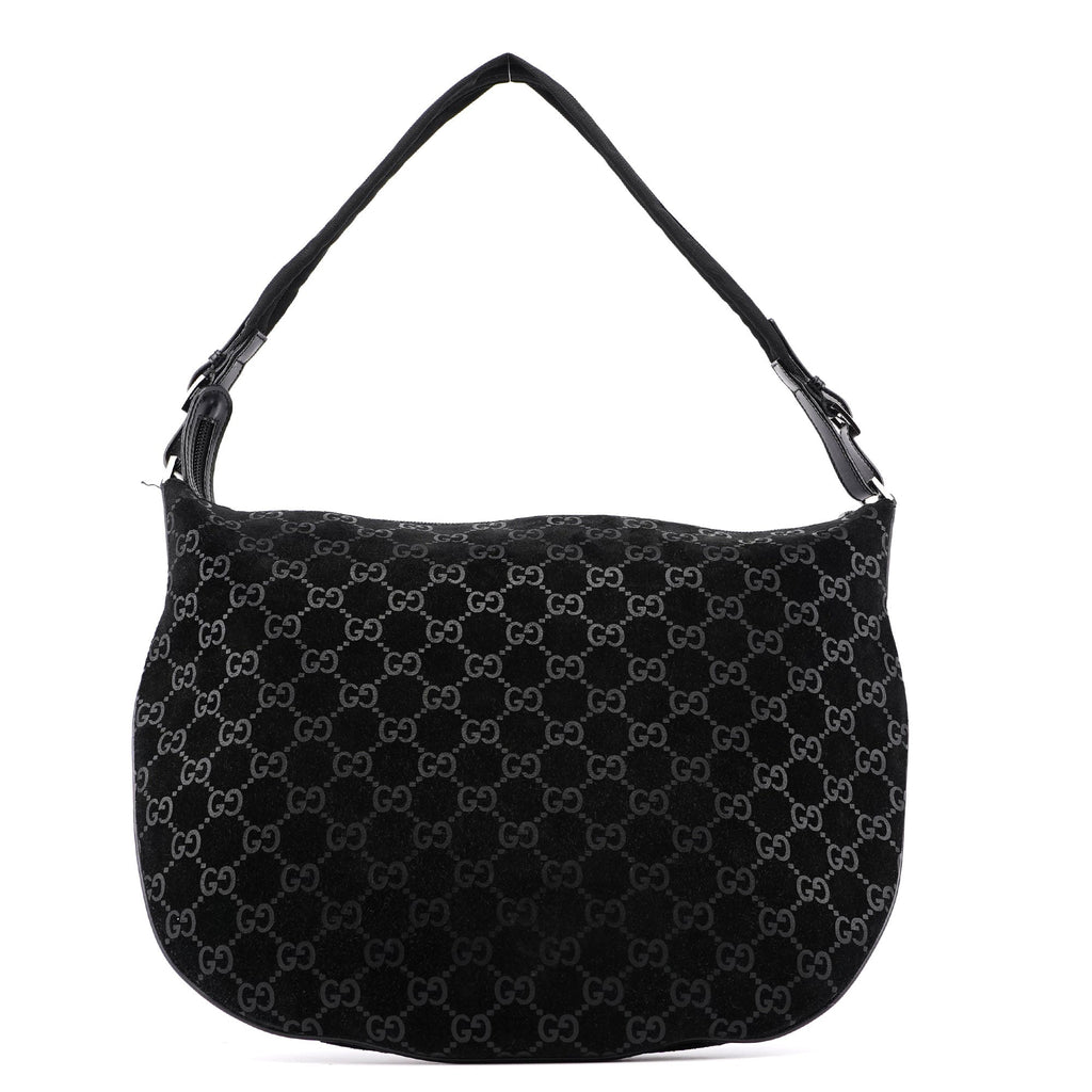 1997 Black Suede GG Shoulder Bag