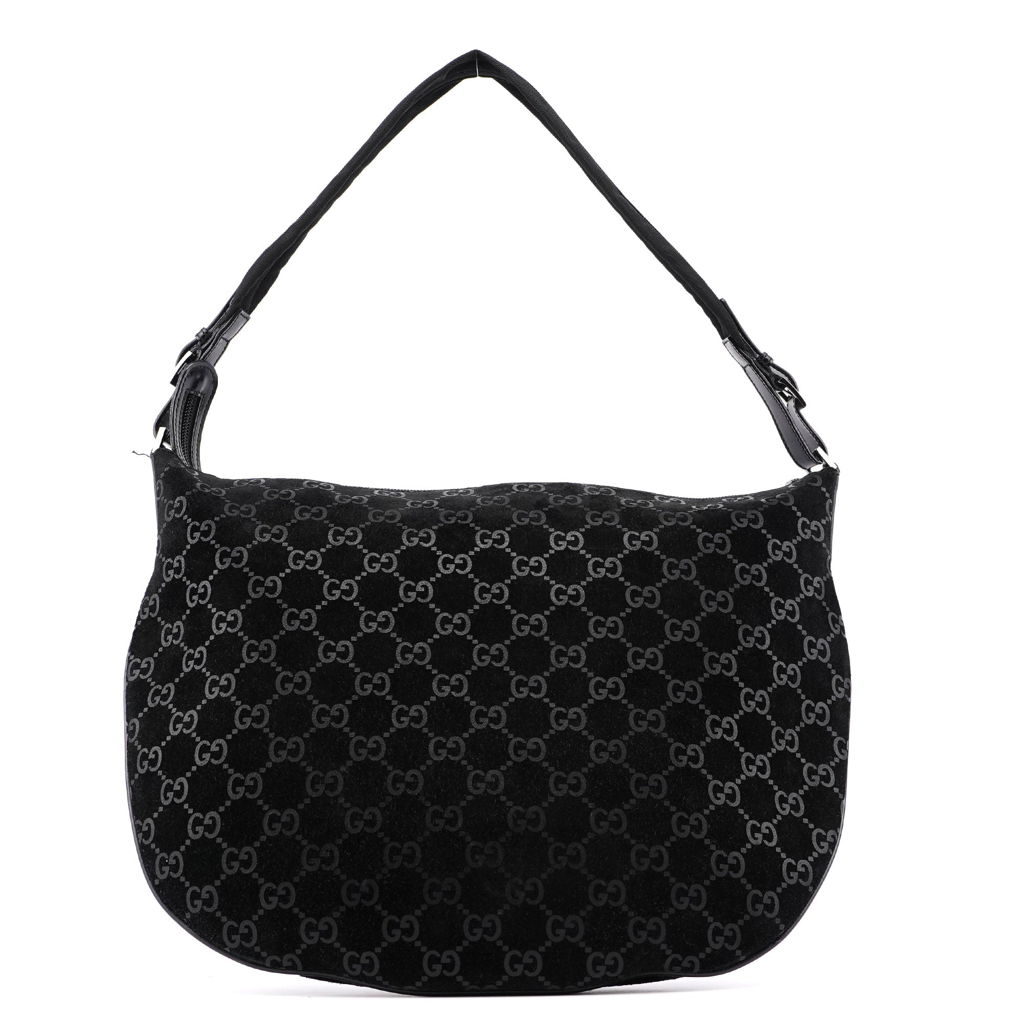 1997 Black Suede GG Shoulder Bag