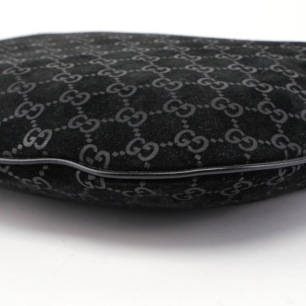 1997 Black Suede GG Shoulder Bag