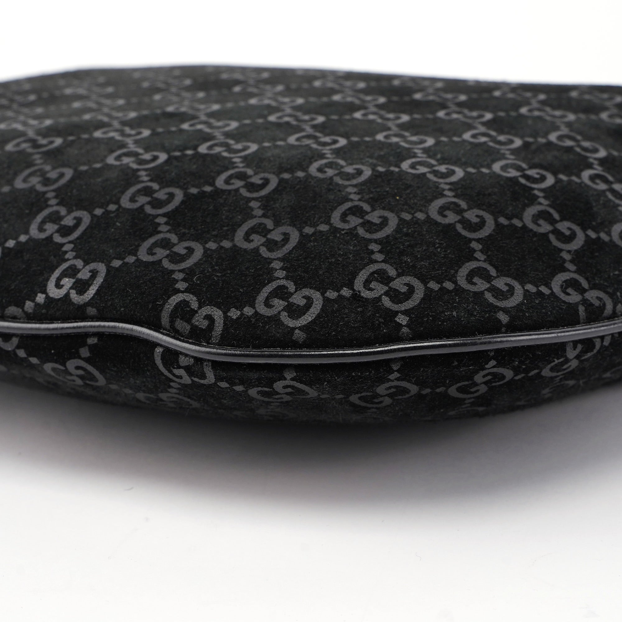 1997 Black Suede GG Shoulder Bag