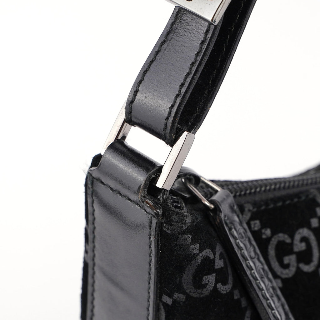 1997 Black Suede GG Shoulder Bag