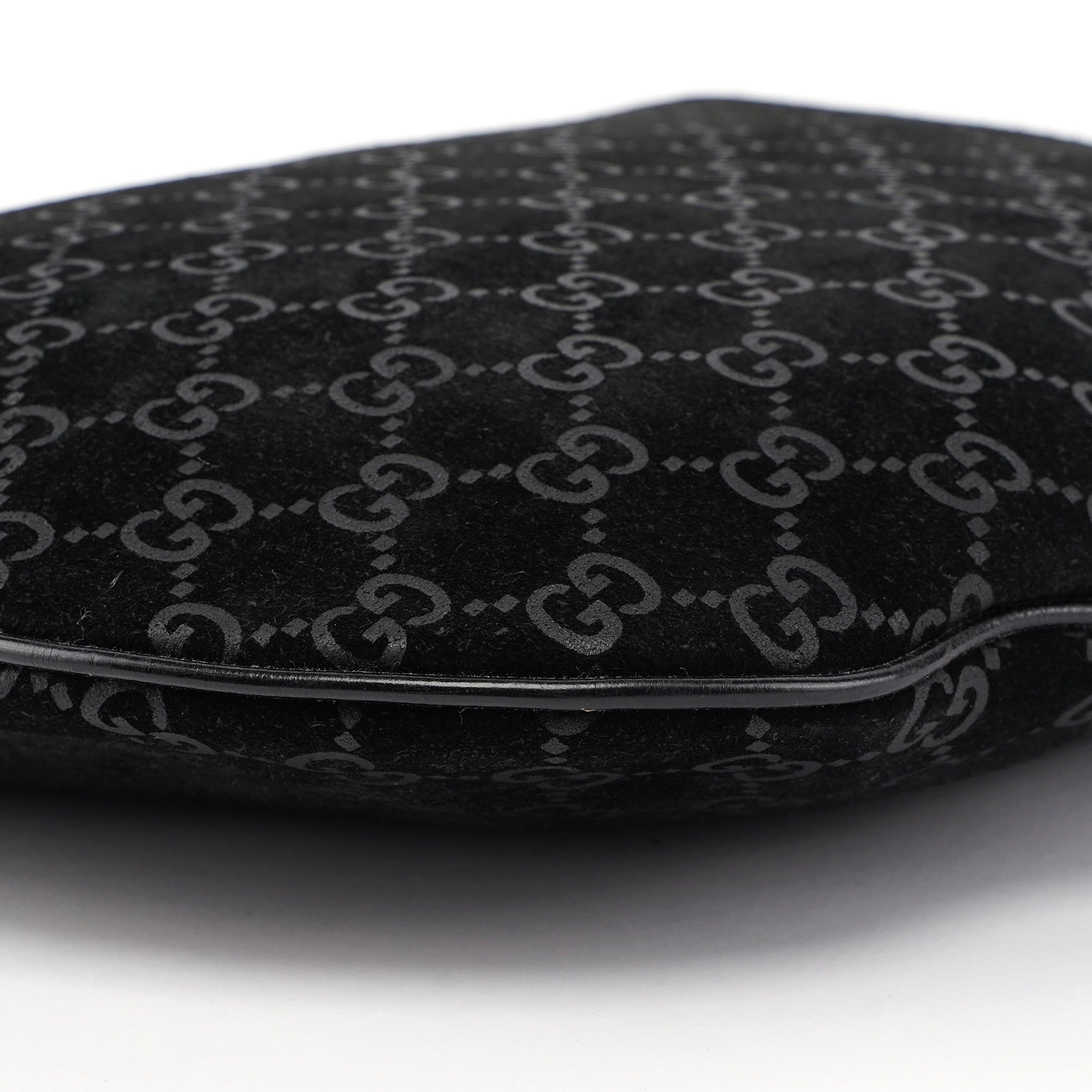 1997 Black Suede GG Shoulder Bag