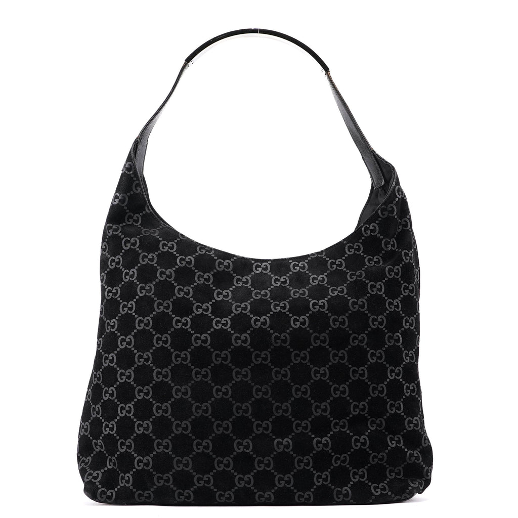 1997 Black Suede GG Shoulder Bag