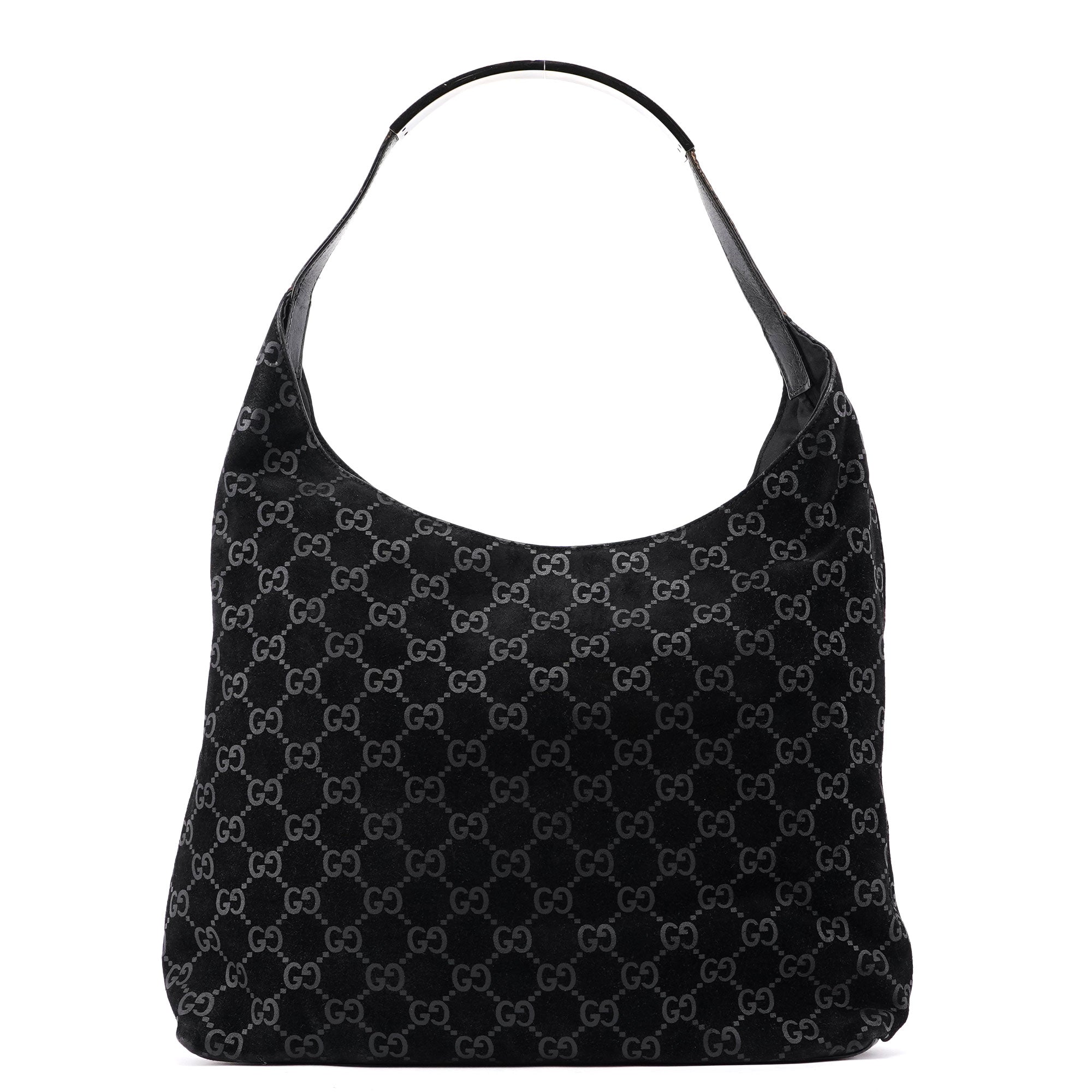 1997 Black Suede GG Shoulder Bag