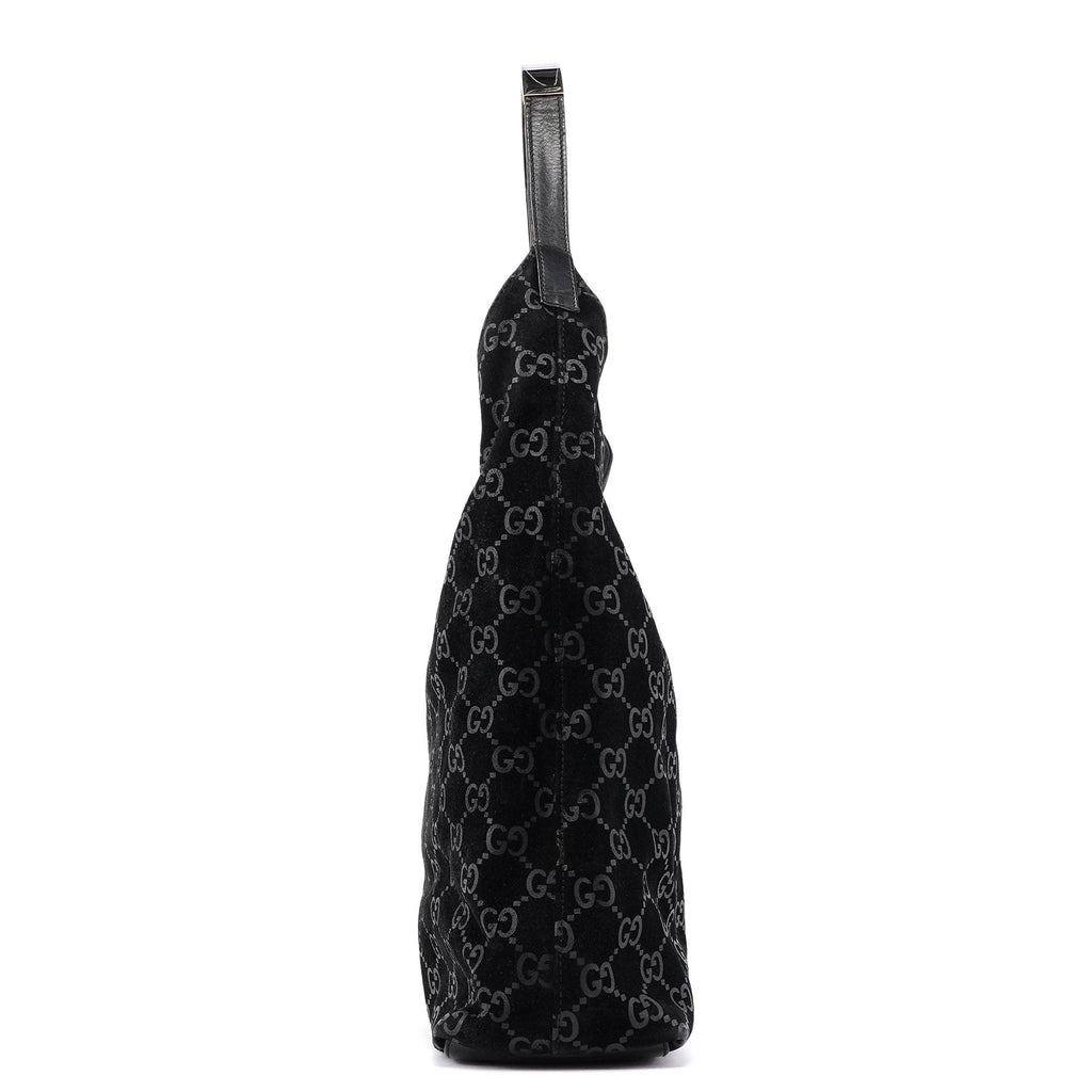 1997 Black Suede GG Shoulder Bag