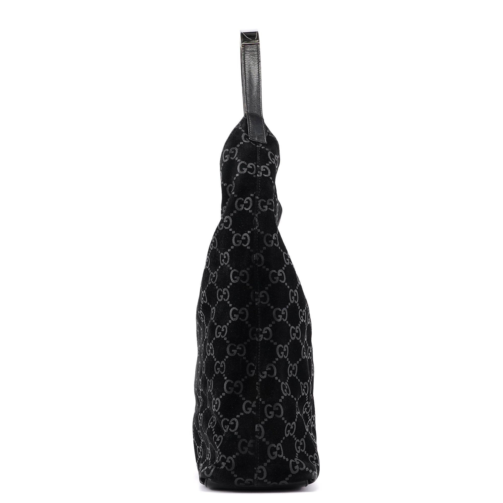 1997 Black Suede GG Shoulder Bag