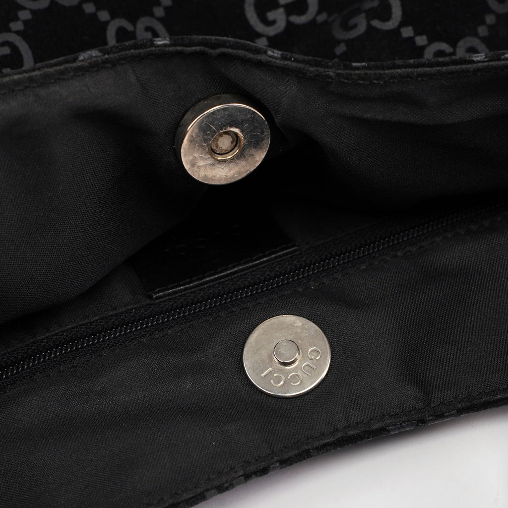 1997 Black Suede GG Shoulder Bag