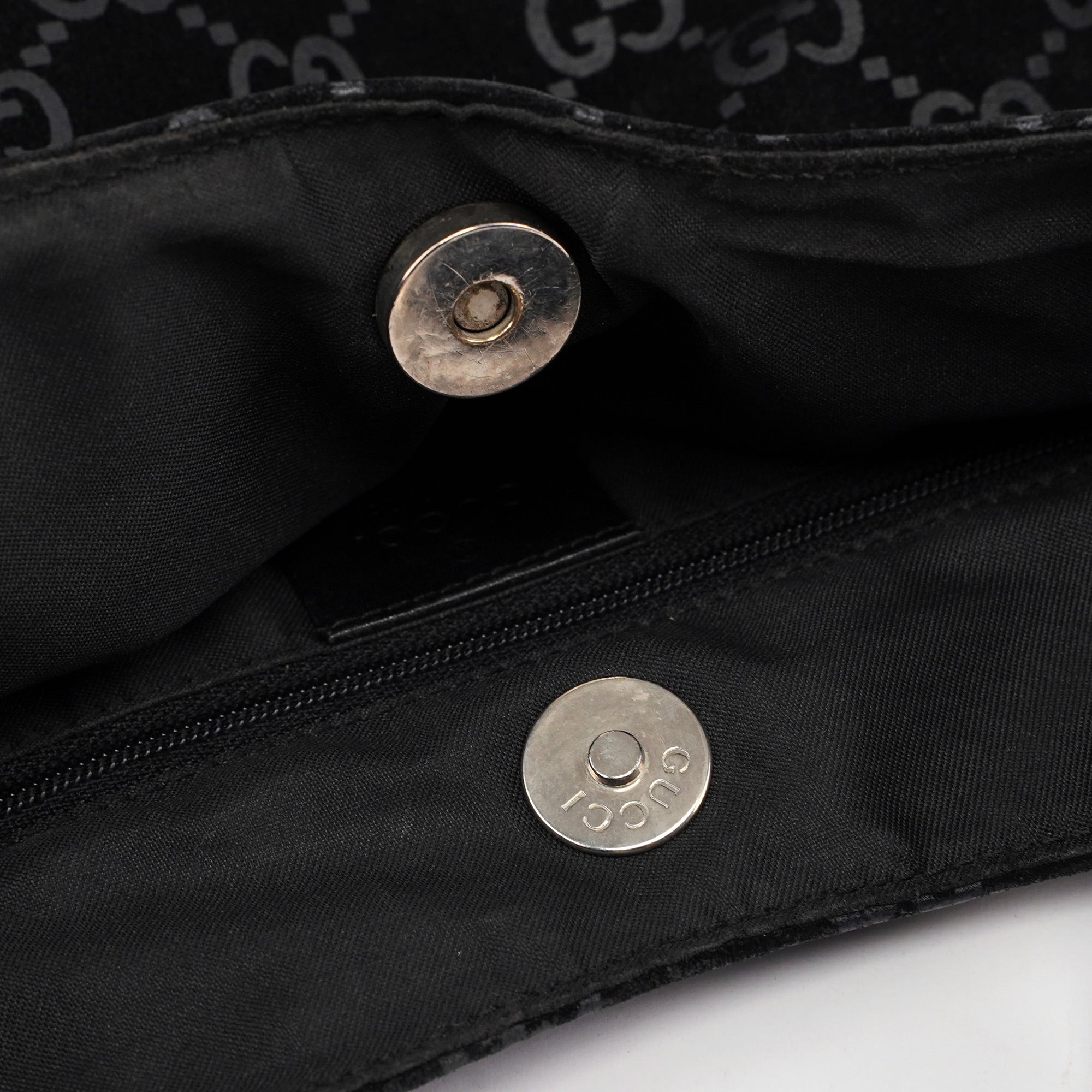 1997 Black Suede GG Shoulder Bag