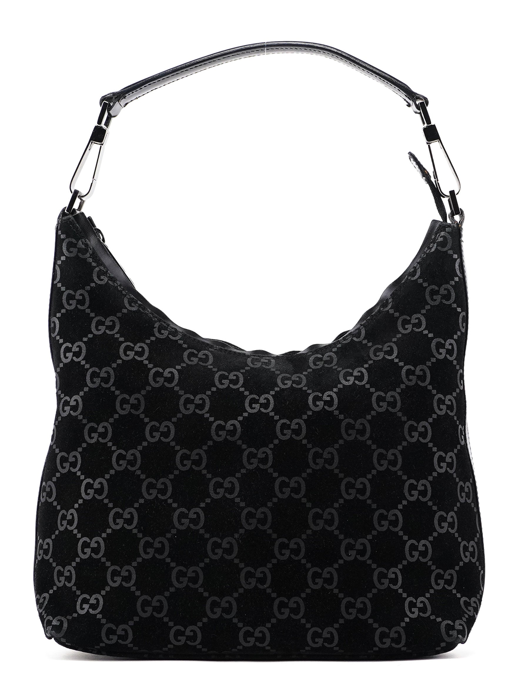 1997 Black Suede GG Shoulder Bag