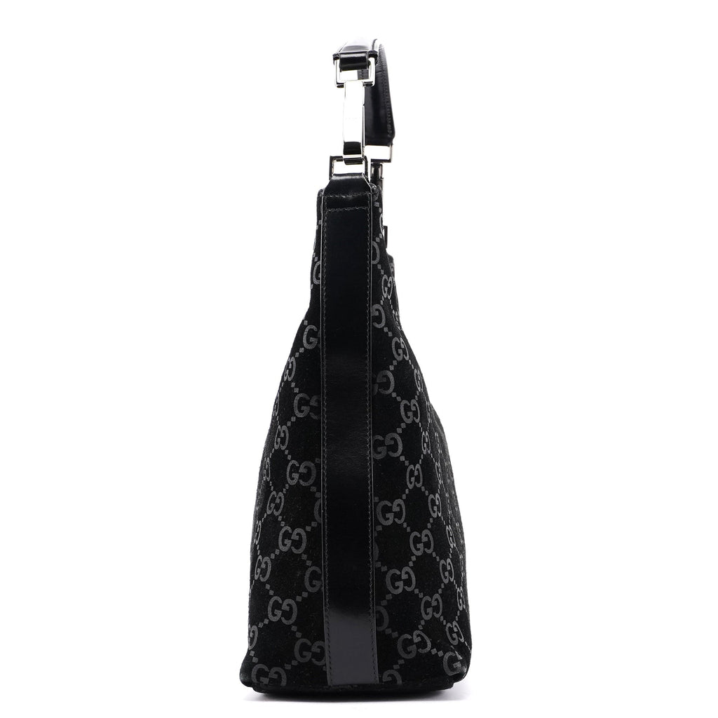 1997 Black Suede GG Shoulder Bag
