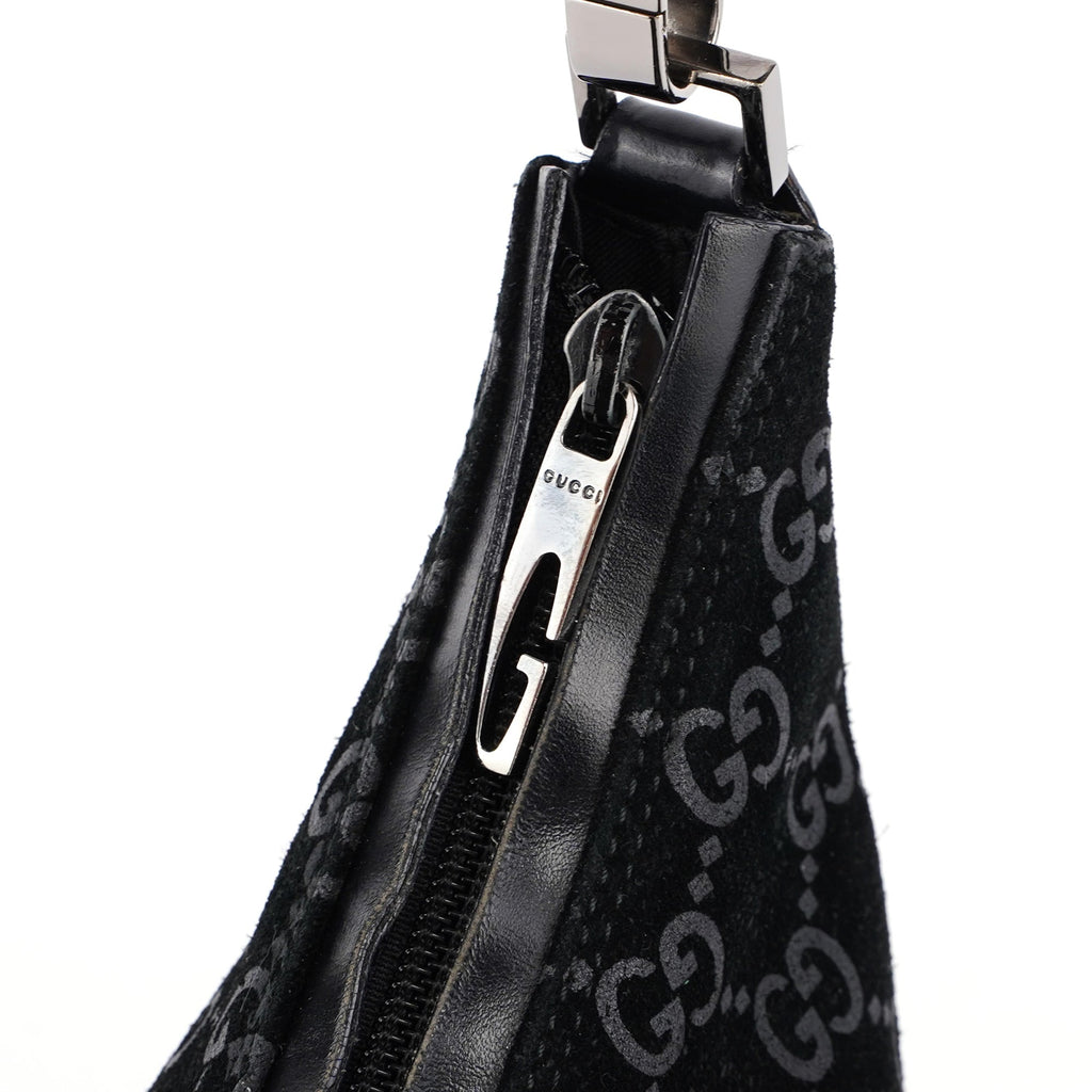 1997 Black Suede GG Shoulder Bag