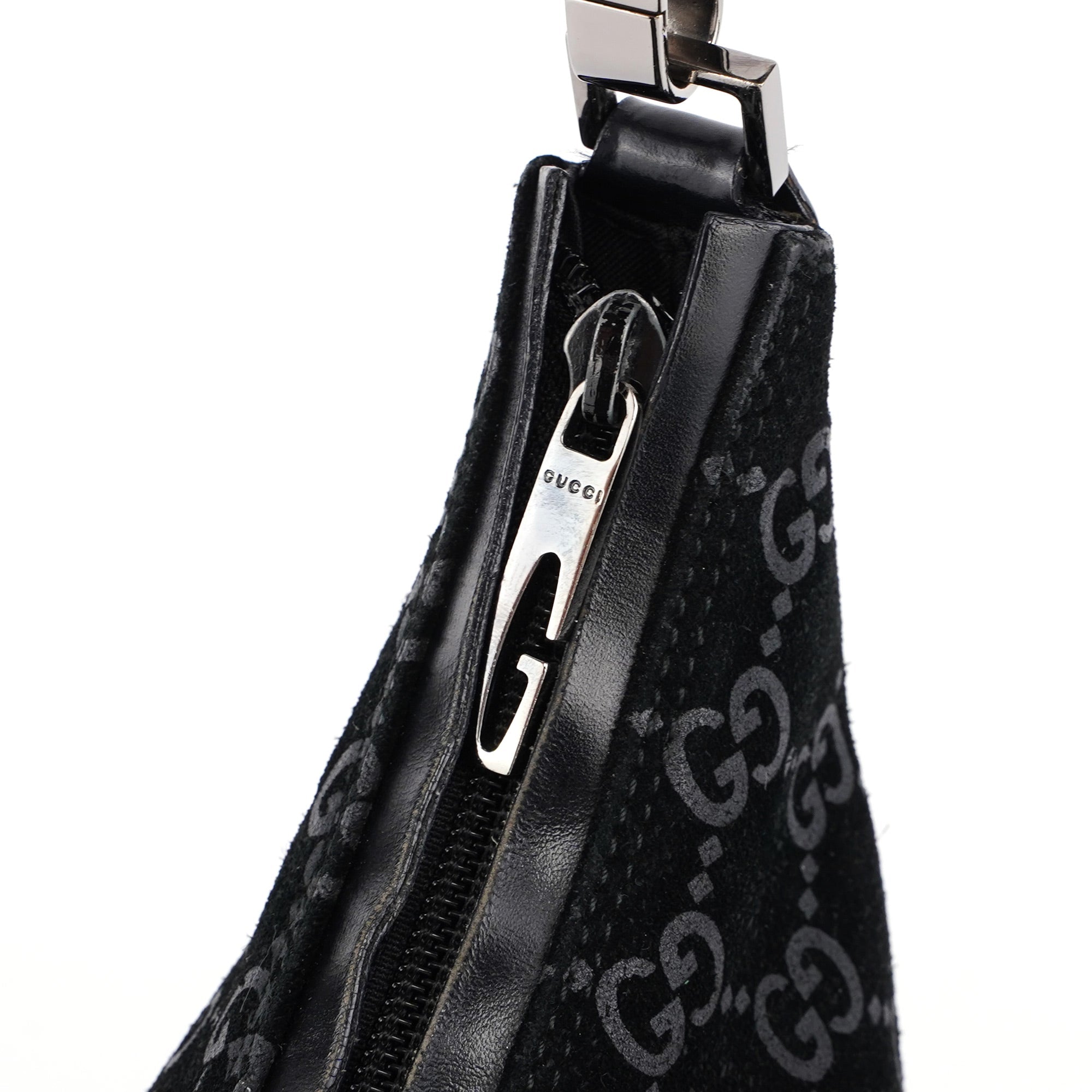 1997 Black Suede GG Shoulder Bag