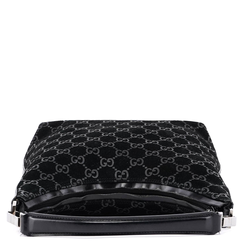 1997 Black Suede GG Shoulder Bag