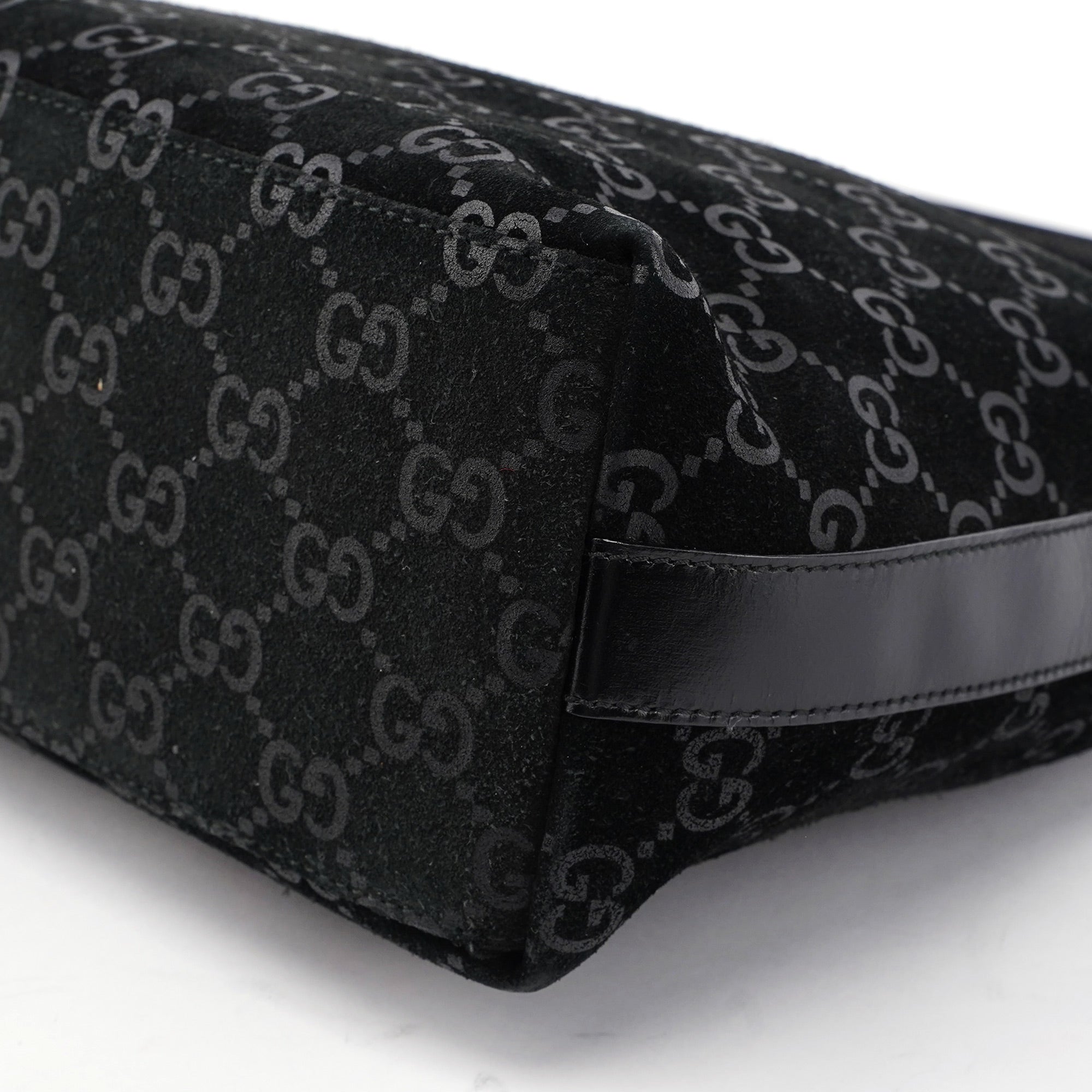 1997 Black Suede GG Shoulder Bag