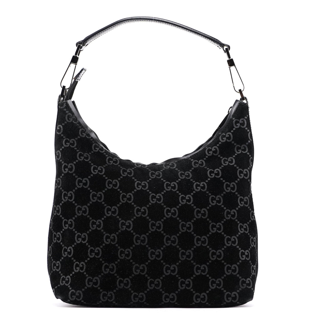 1997 Black Suede GG Shoulder Bag