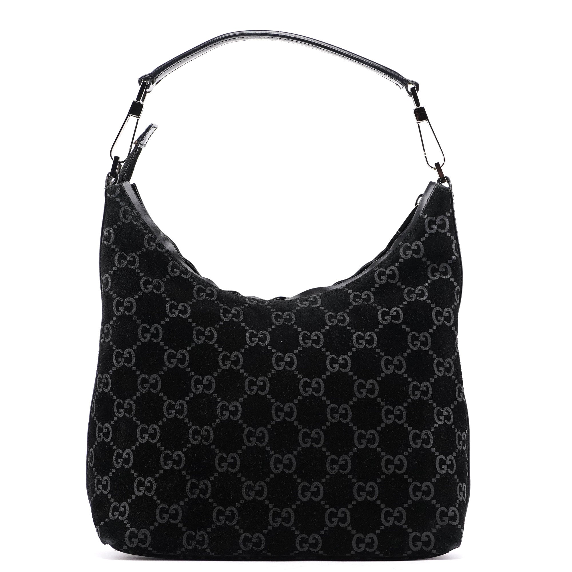 1997 Black Suede GG Shoulder Bag