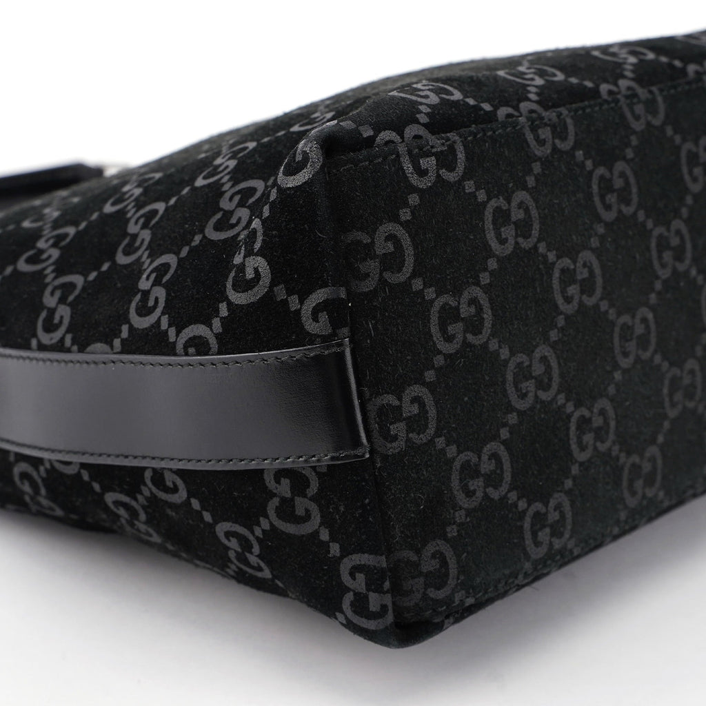 1997 Black Suede GG Shoulder Bag