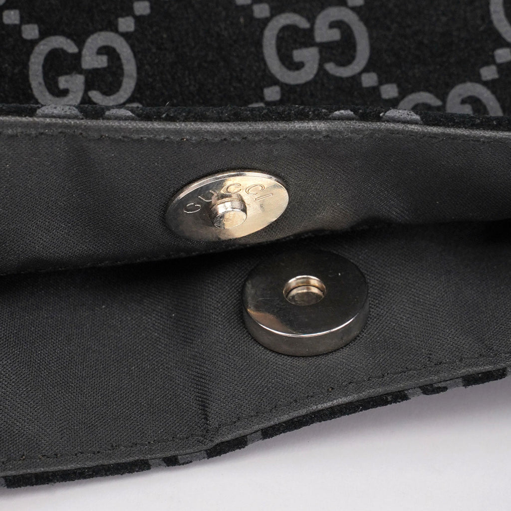 1997 Black Suede GG Shoulder Bag