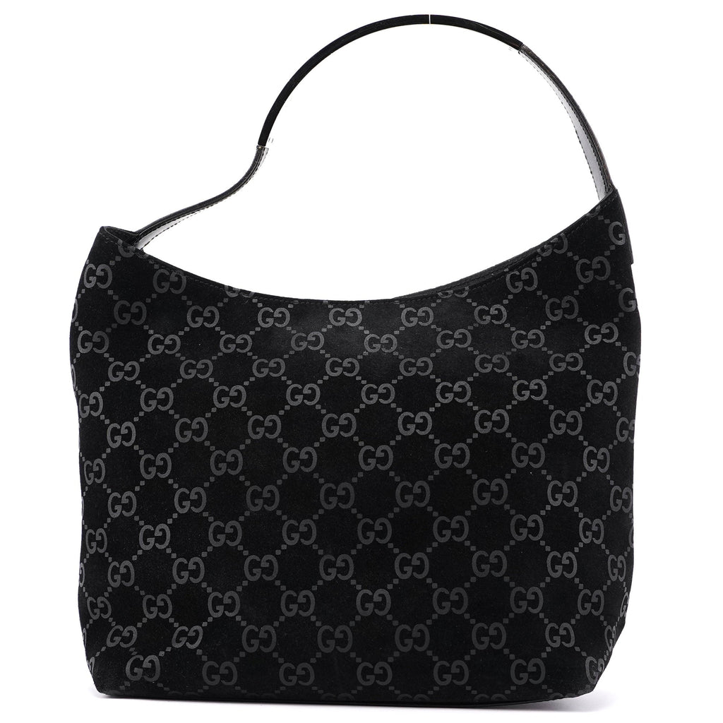 1997 Black Suede GG Shoulder Bag