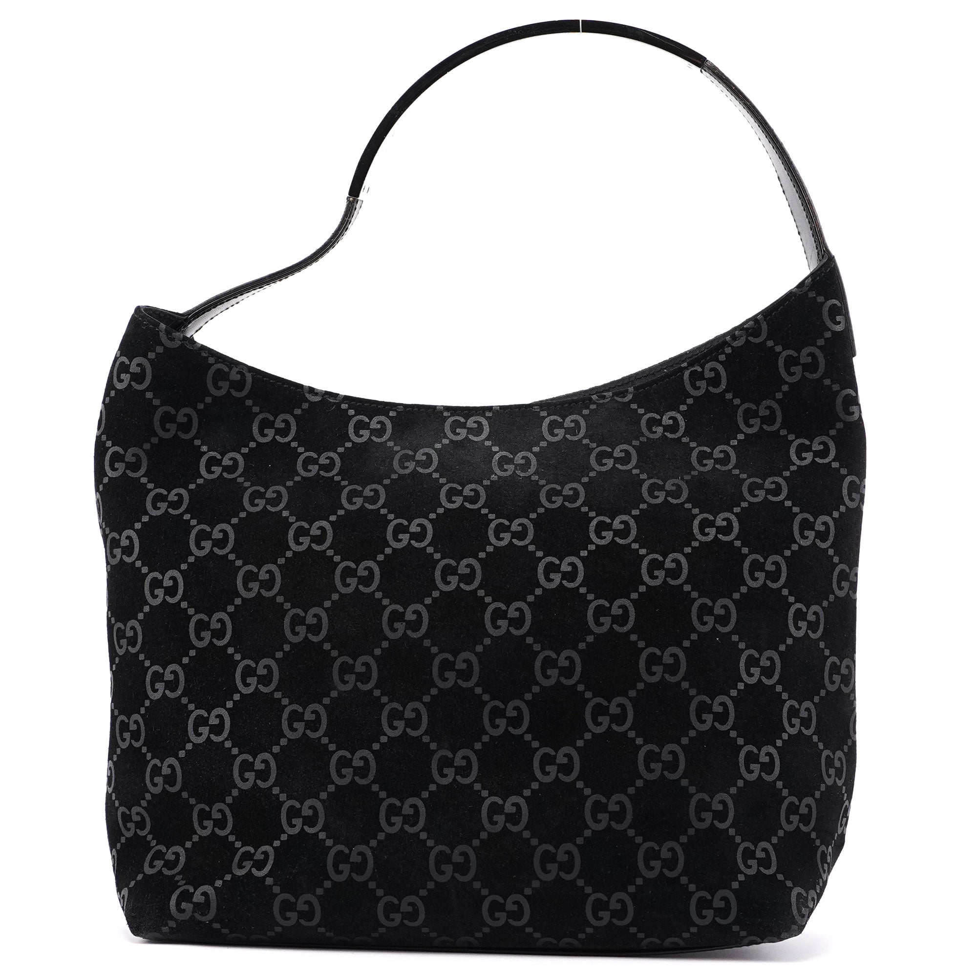 1997 Black Suede GG Shoulder Bag