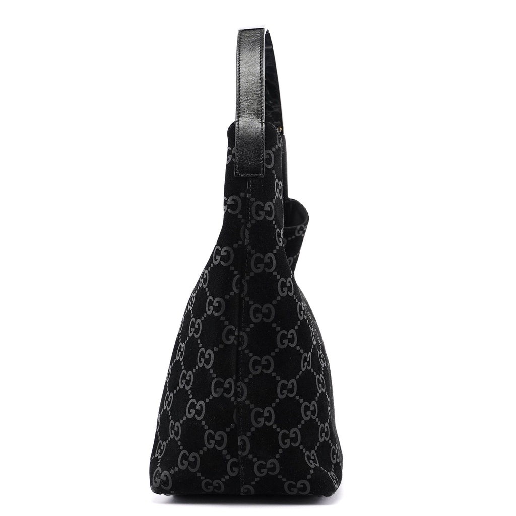 1997 Black Suede GG Shoulder Bag