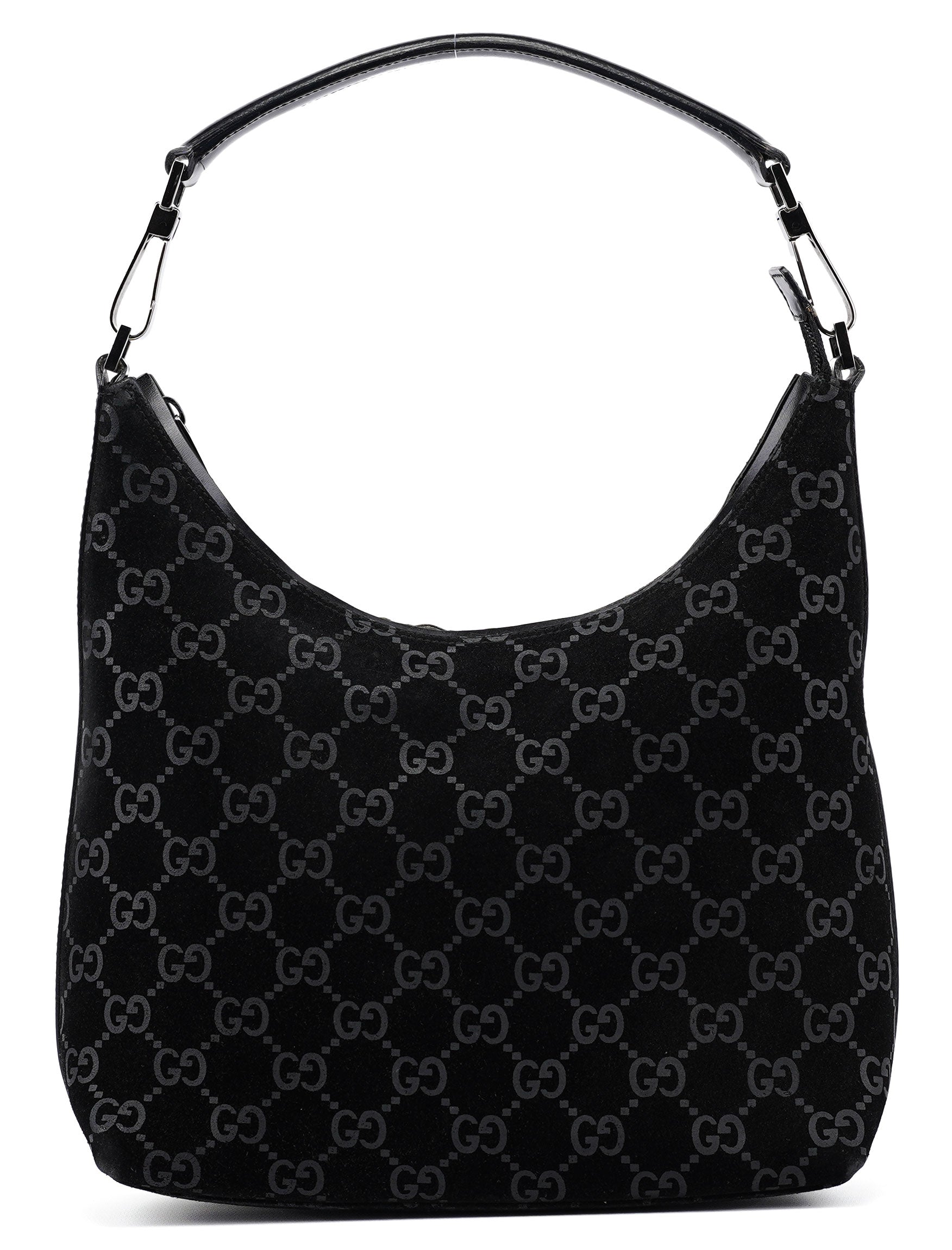 1997 Black Suede GG Shoulder Bag