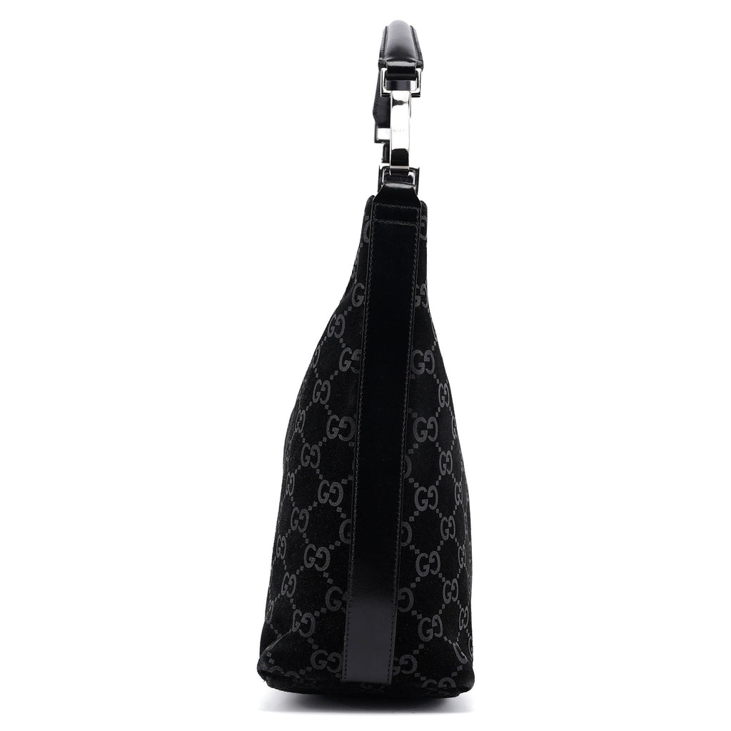 1997 Black Suede GG Shoulder Bag