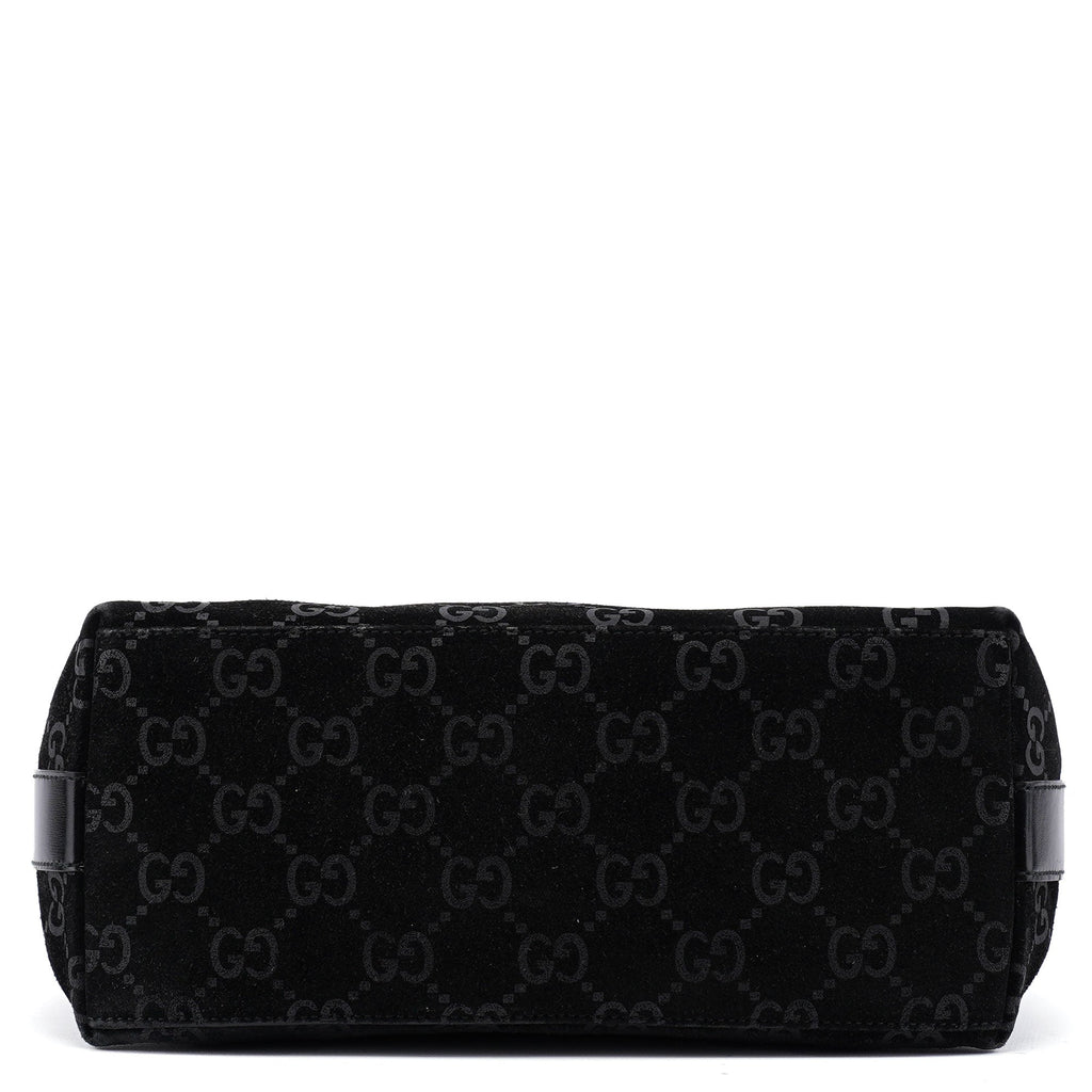 1997 Black Suede GG Shoulder Bag