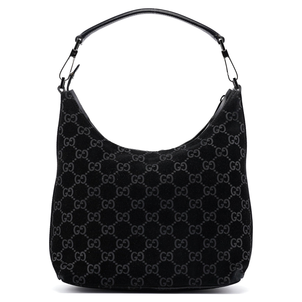 1997 Black Suede GG Shoulder Bag