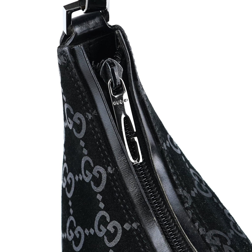 1997 Black Suede GG Shoulder Bag