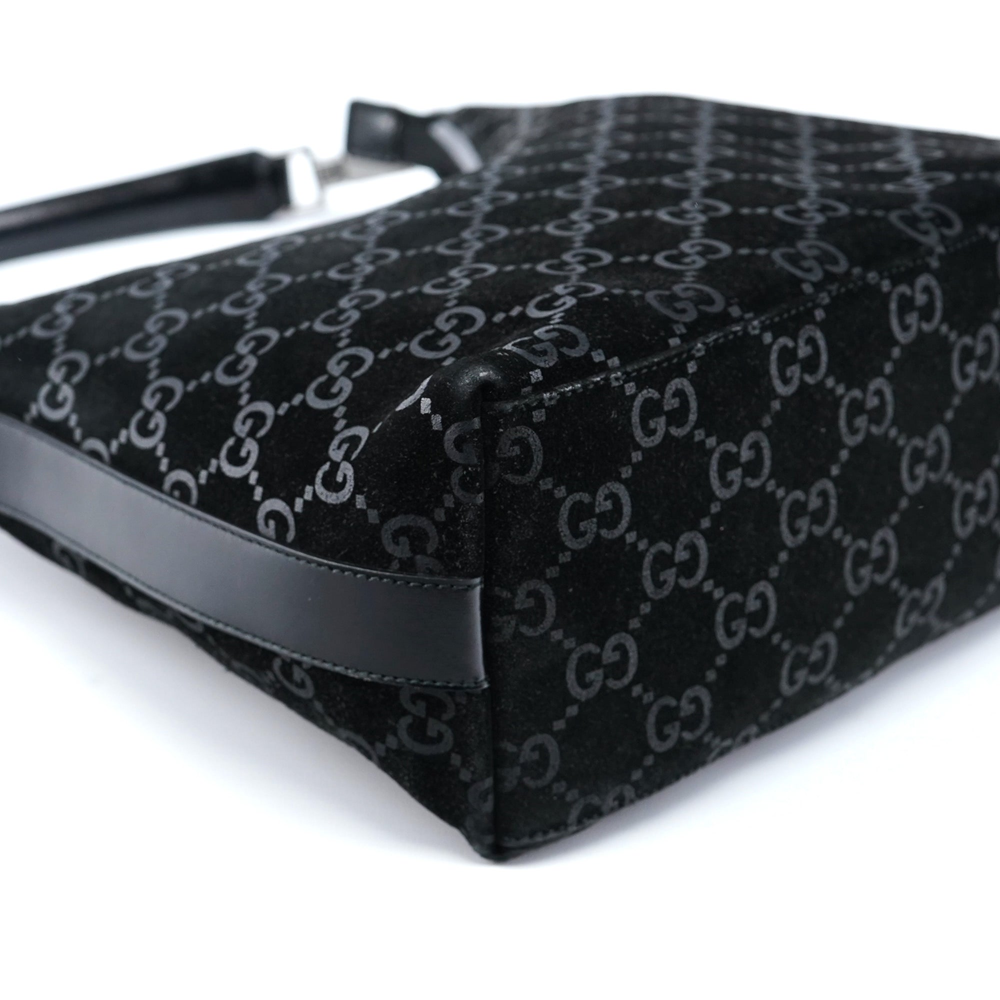 1997 Black Suede GG Shoulder Bag