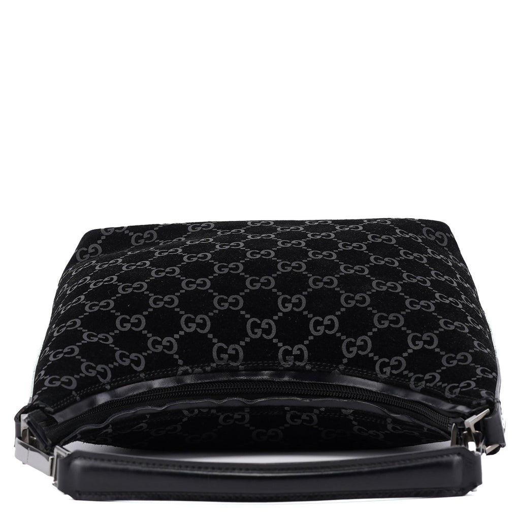 1997 Black Suede GG Shoulder Bag