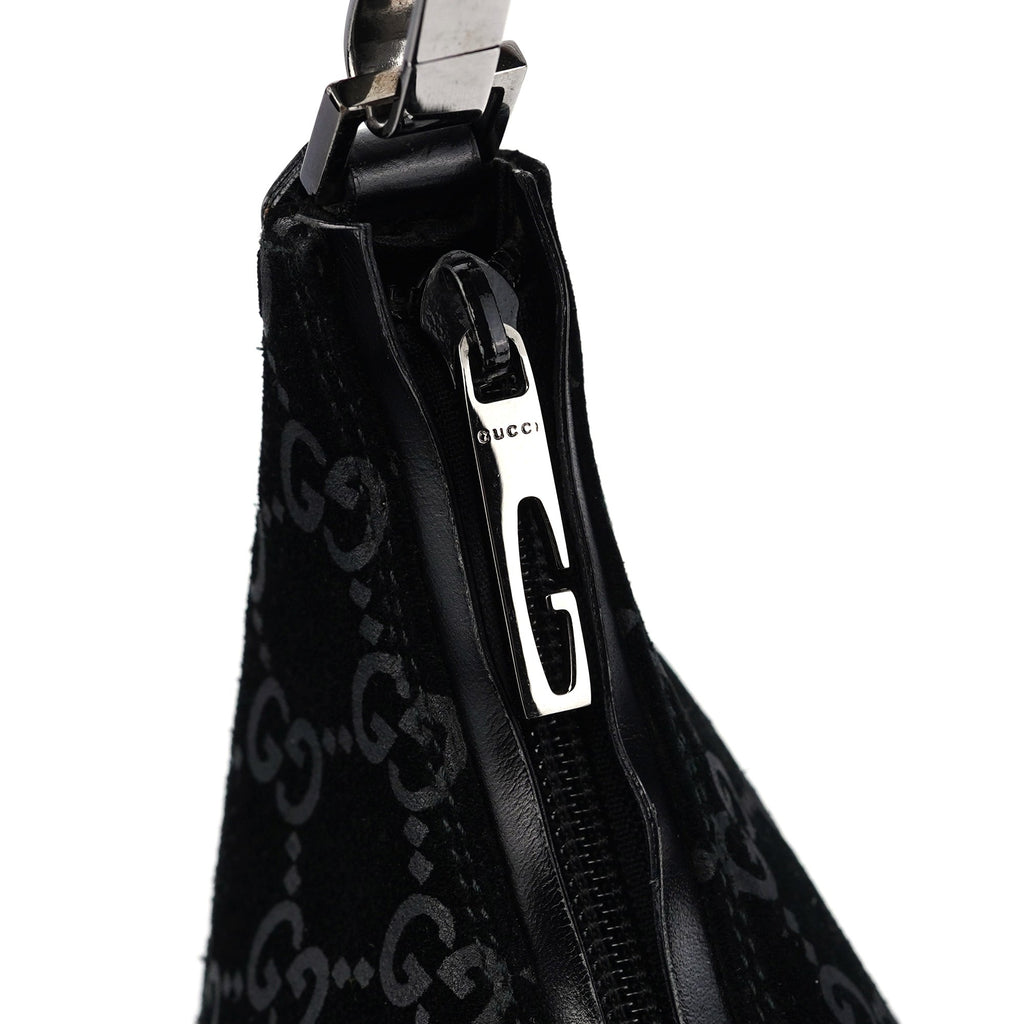 1997 Black Suede GG Shoulder Bag