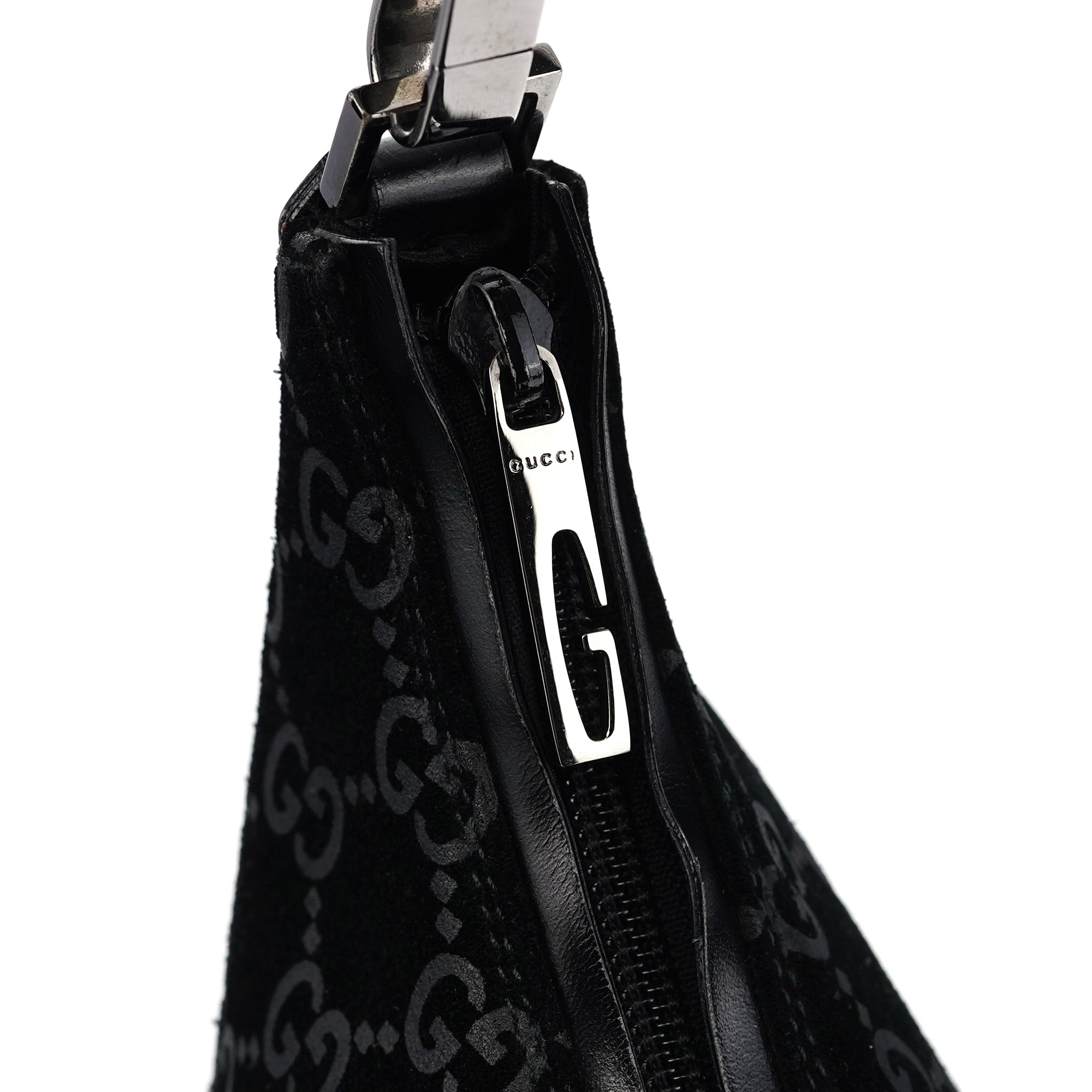 1997 Black Suede GG Shoulder Bag