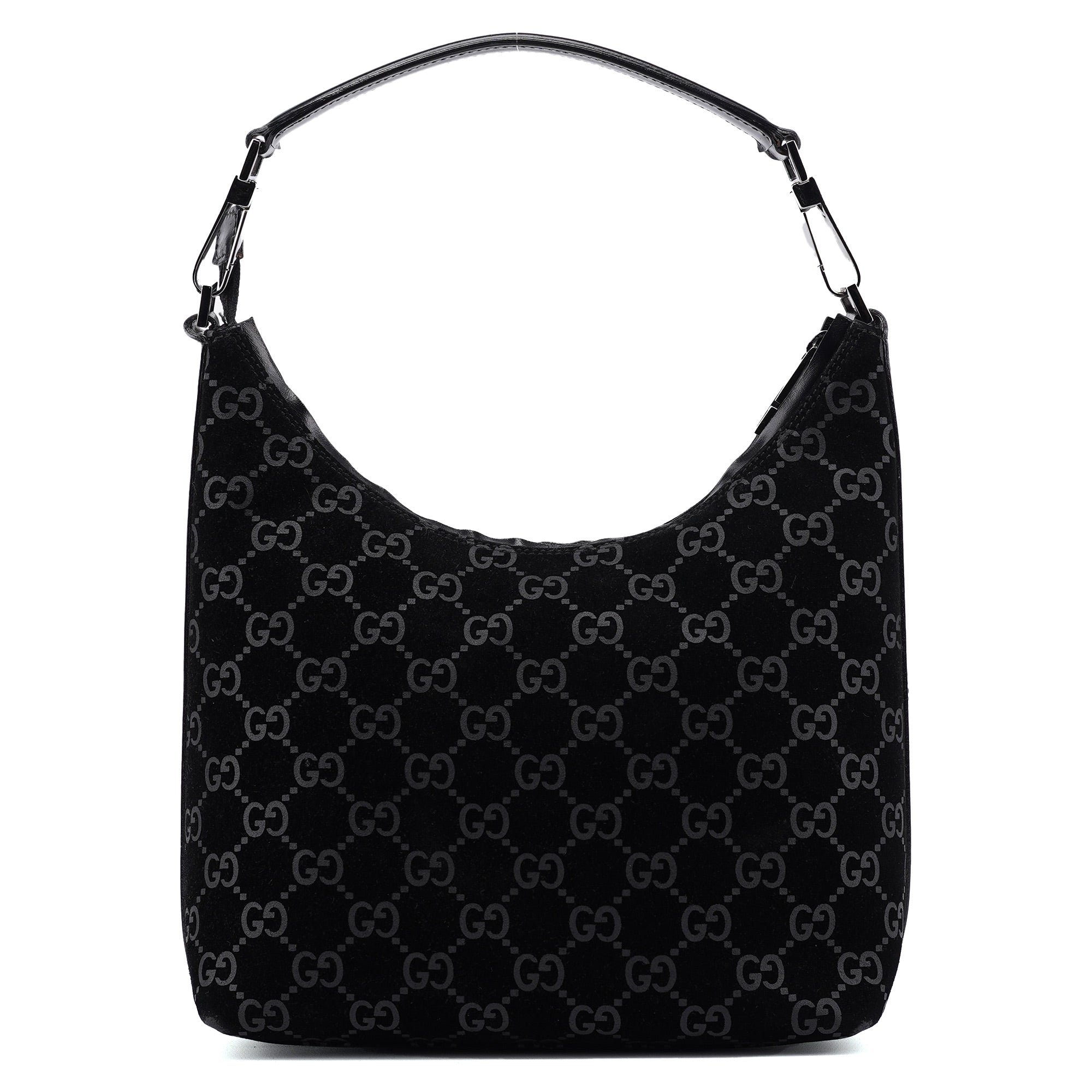 1997 Black Suede GG Shoulder Bag