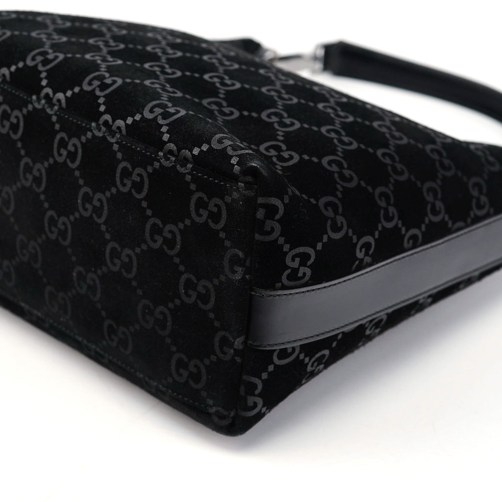 1997 Black Suede GG Shoulder Bag