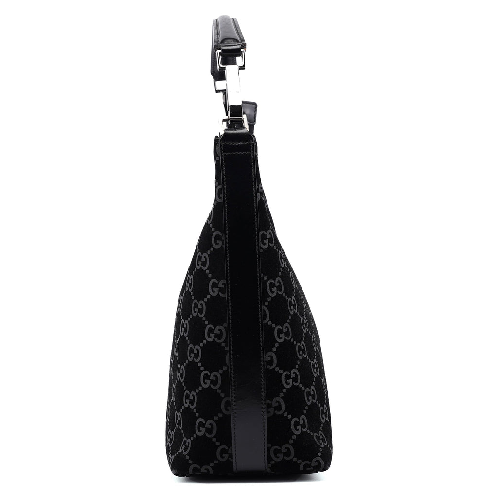 1997 Black Suede GG Shoulder Bag