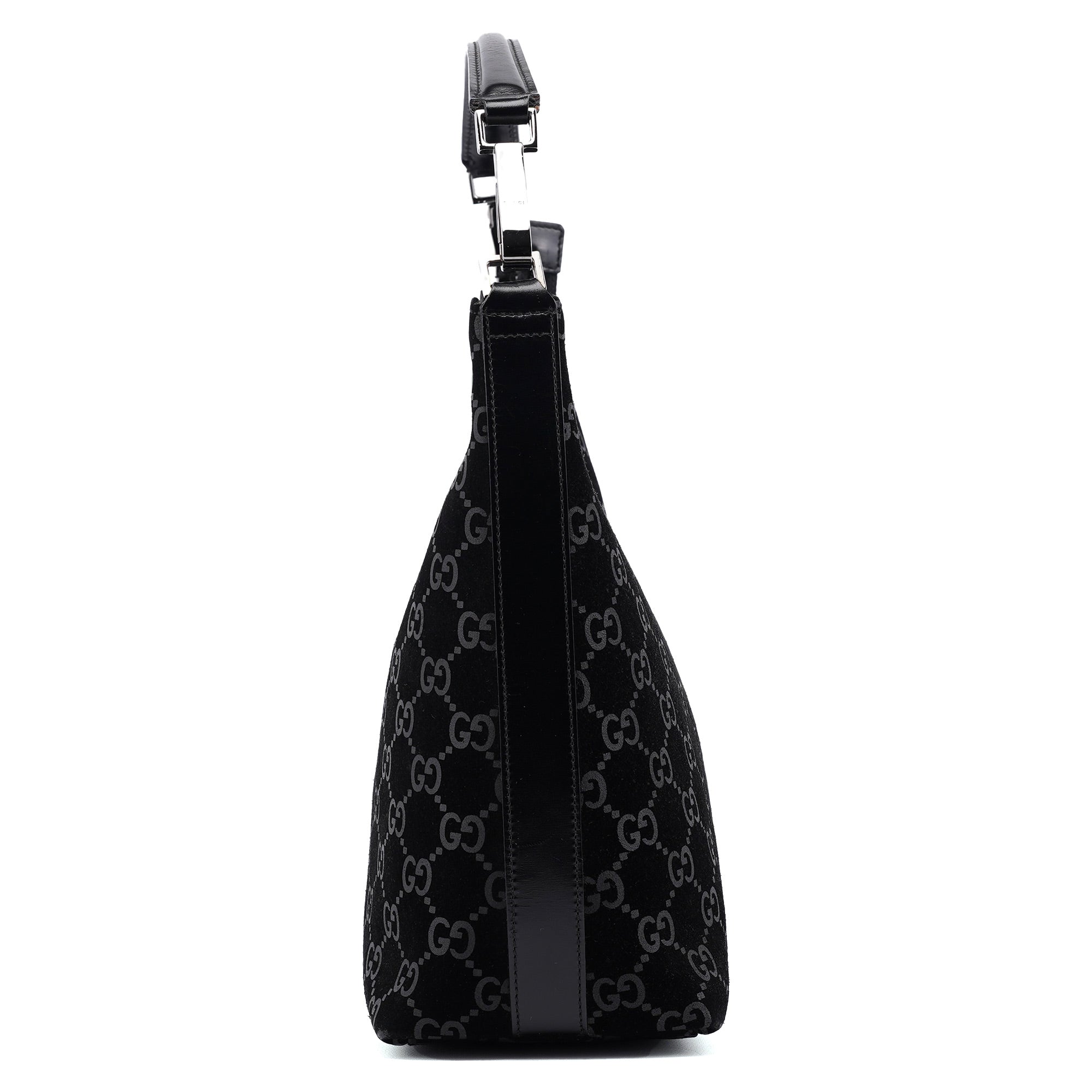 1997 Black Suede GG Shoulder Bag