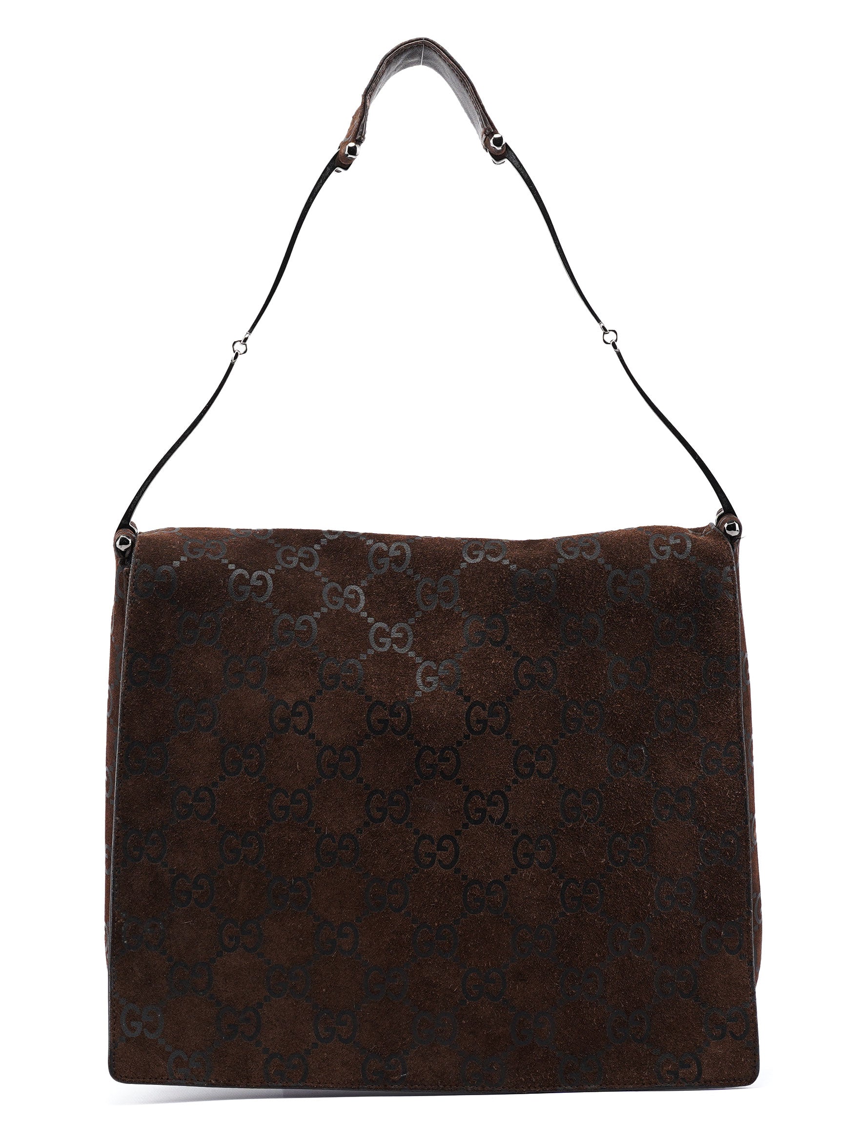 1997 Brown GG Suede Horsebit Shoulder Bag