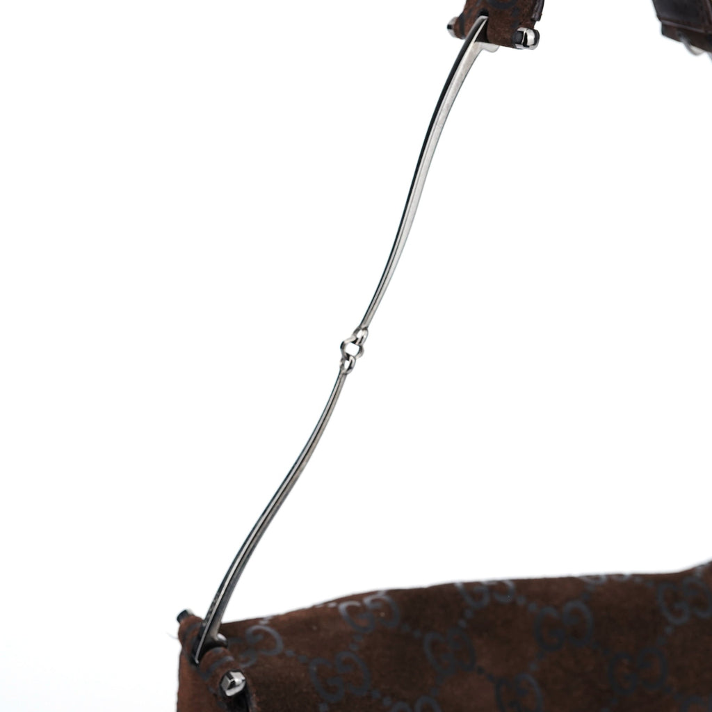 1997 Brown GG Suede Horsebit Shoulder Bag