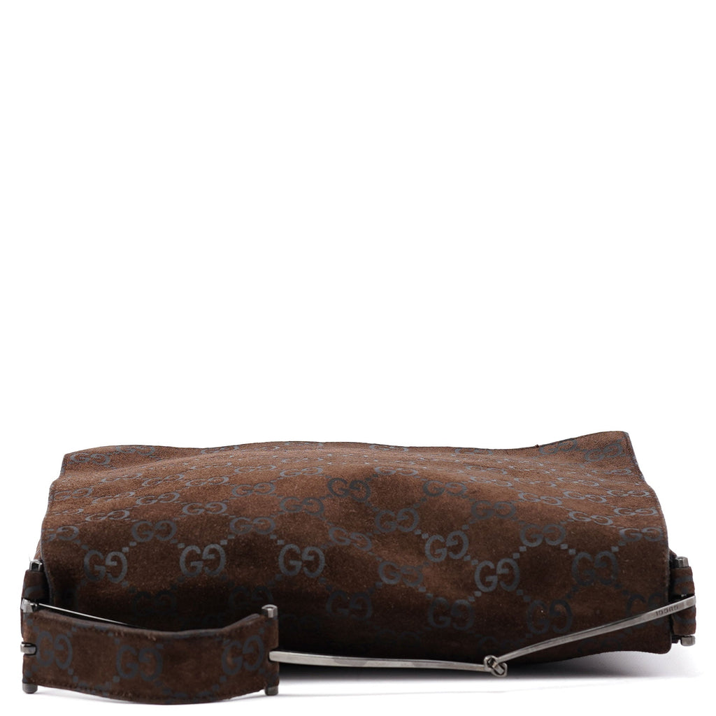 1997 Brown GG Suede Horsebit Shoulder Bag