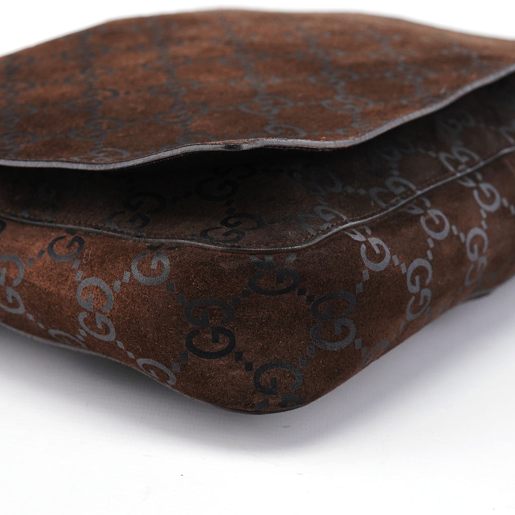 1997 Brown GG Suede Horsebit Shoulder Bag