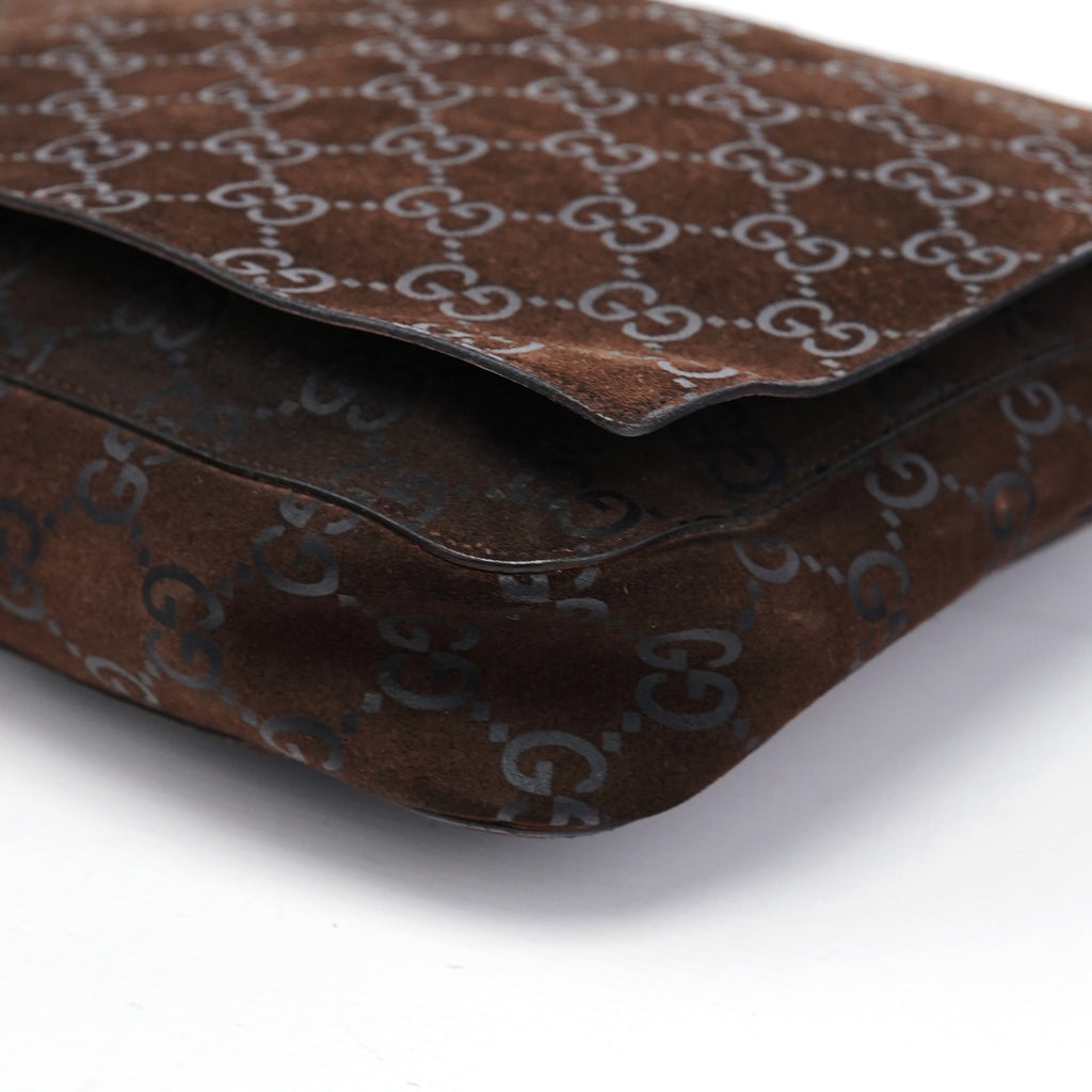 1997 Brown GG Suede Horsebit Shoulder Bag