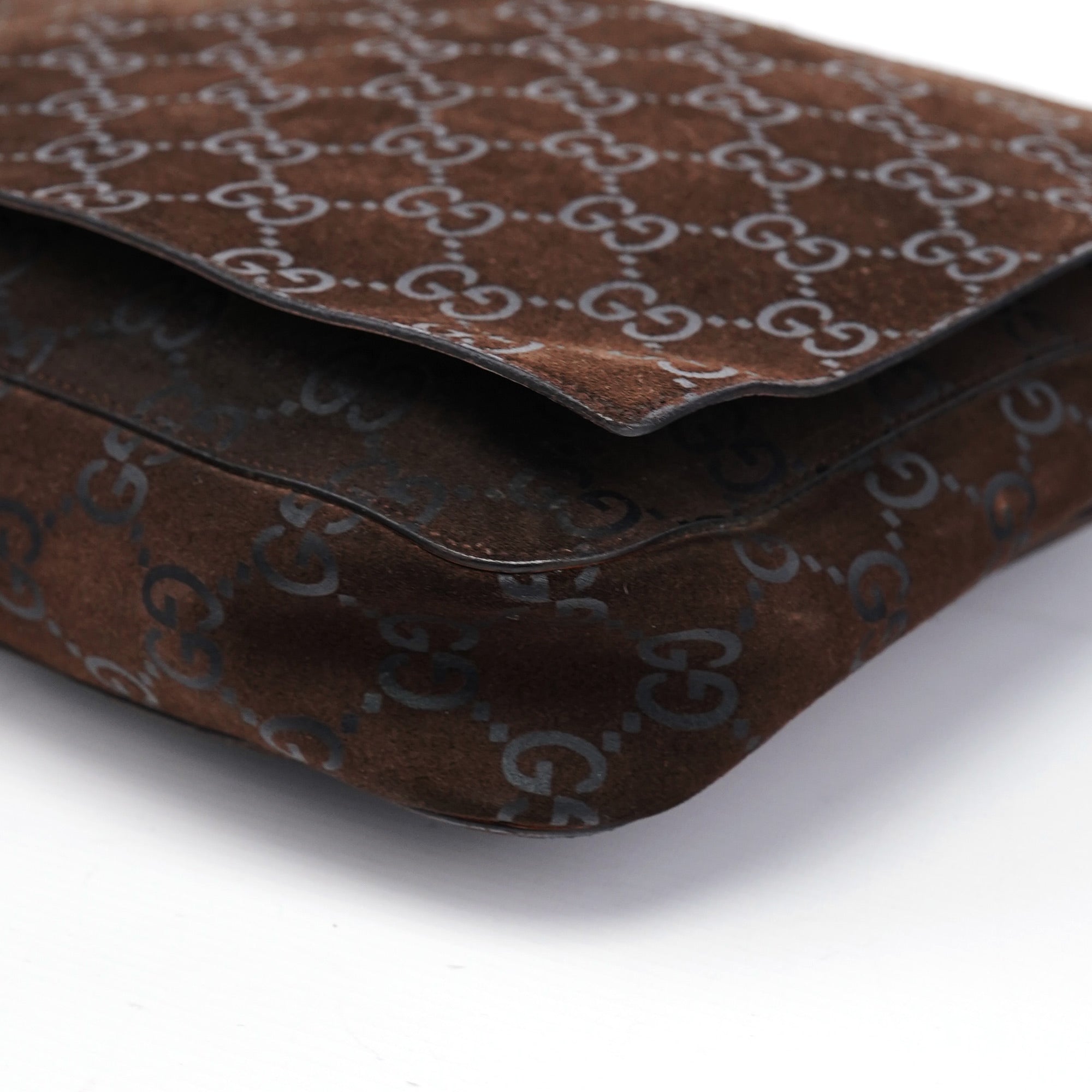 1997 Brown GG Suede Horsebit Shoulder Bag