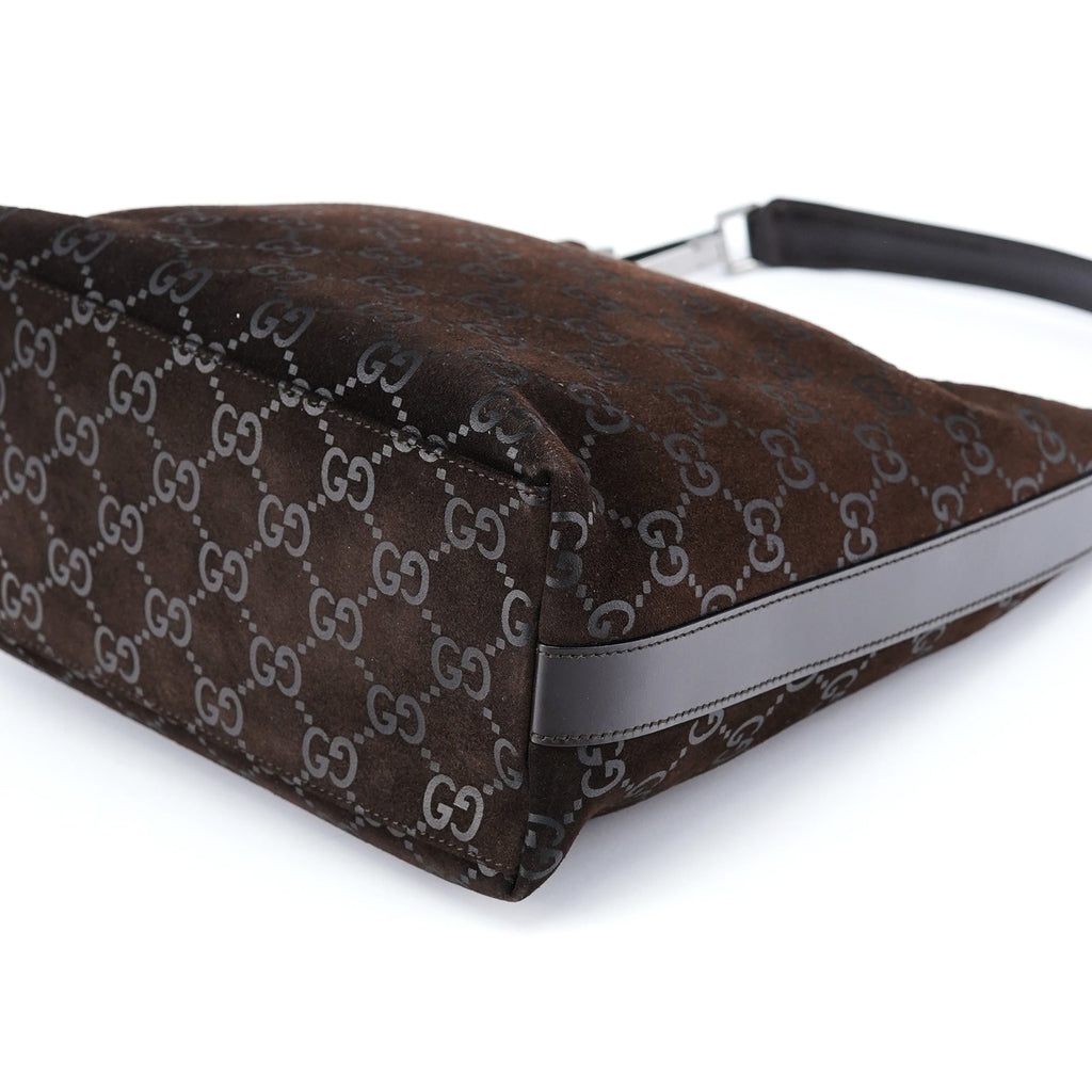1997 Brown GG Suede Shoulder Bag